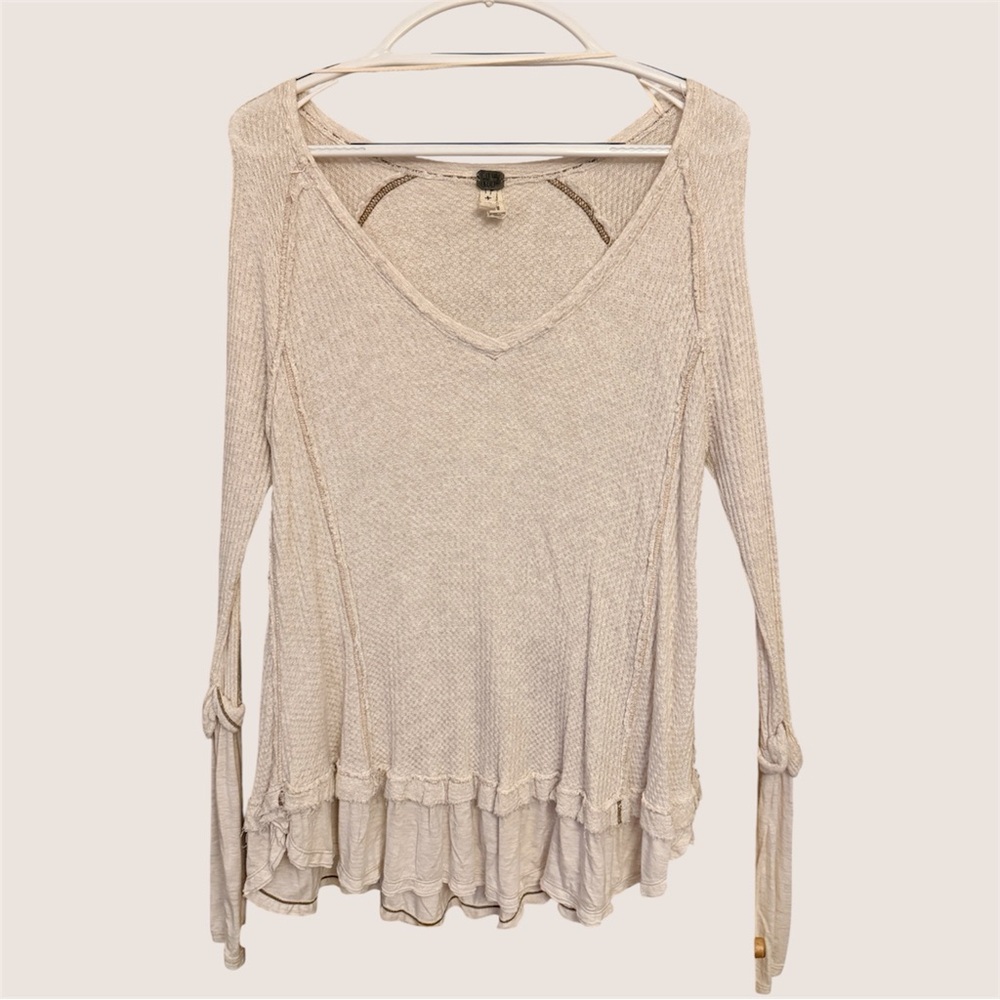 We The Free Cream Long Sleeve Thermal Knit Top